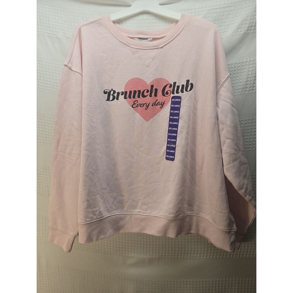 Wild Fox Womens Graphic Pullover Sweatshirt Size 2XL Powder Baby Pink 5632